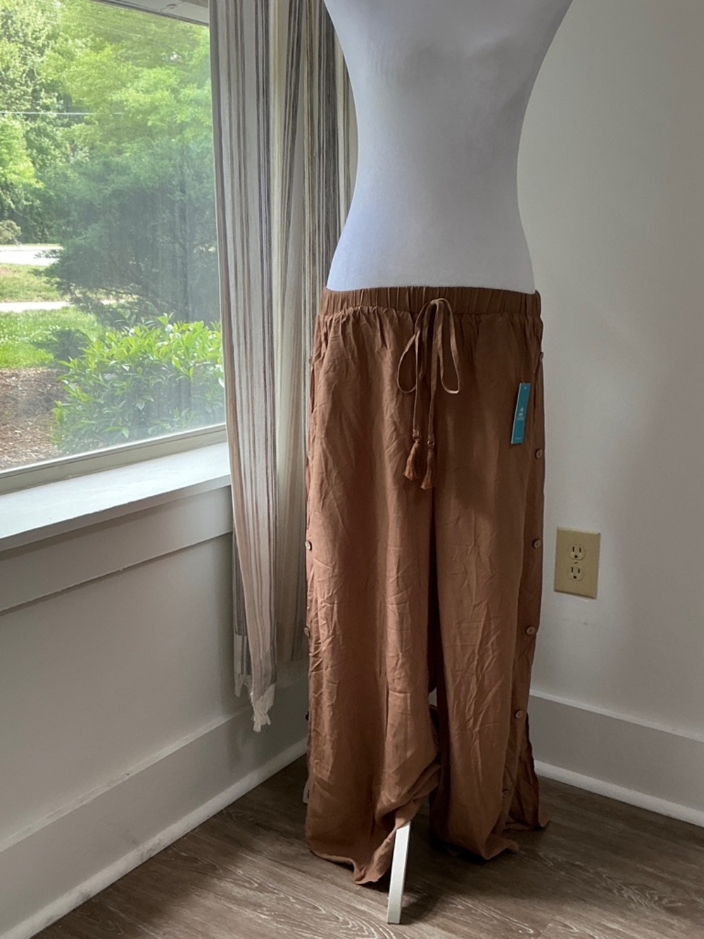 Cupshe Rust Brown Wide-Leg Drawstring Pants